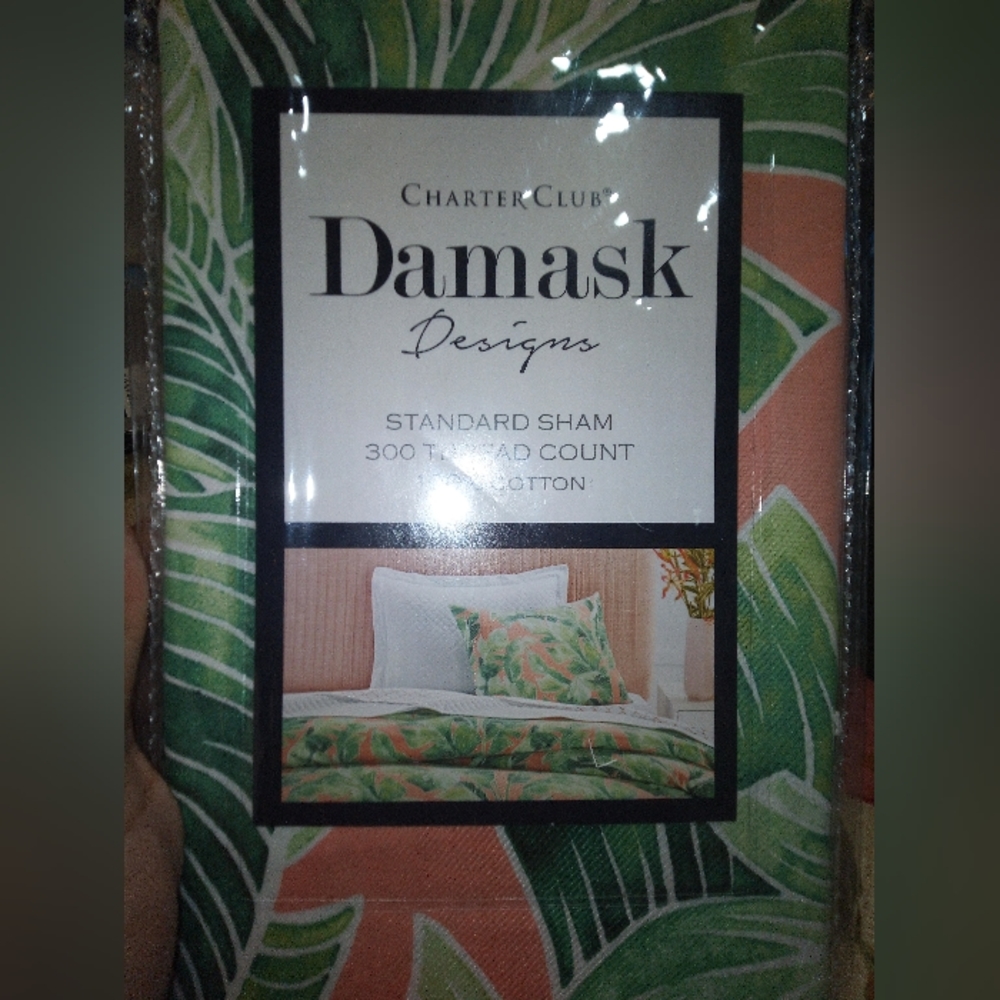 Charter Club, Damask Design, Standard Sham, 300 Thread Count, 100% Cotton